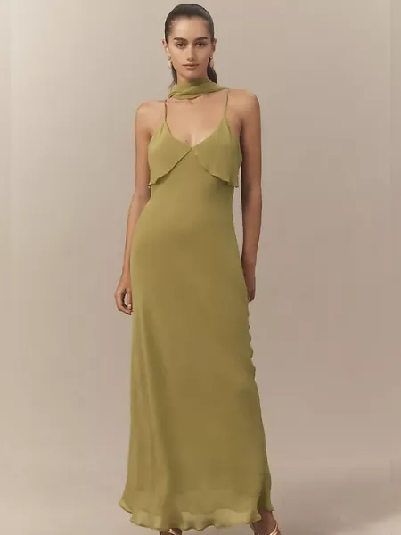 Bhldn Scarf Detail Slip Maxi Dress